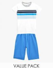 Next Multicoloured Sporty Mixed Leg Pyjamas Three Pack boys