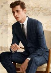 Next Navy Blue Checked Skinny Fit Suit: Blazer men