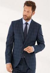 Next Navy Check Tailored Fit Suit Jacket men