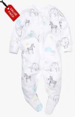 Next White Sleepsuit With Bodysuit, Bib And Hat boys