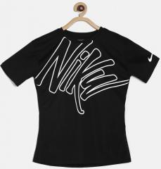 Nike Black Printed Dry Top Run Dri Fit Running Top girls