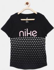 Nike Black Printed Round Neck T shirt girls