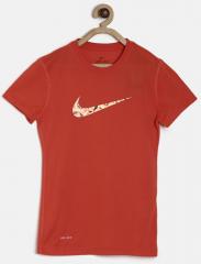 Nike Orange Printed Regular Top girls