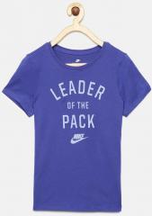 Nike Purple Printed Round Neck T Shirt girls