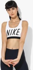 Nike White Solid Non Padded Sports Bra women