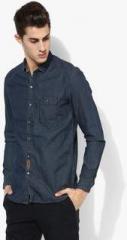 Numero Uno Blue Solid Slim Fit Casual Shirt men