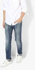 Numero Uno Blue Washed Low Rise Slim Fit Jeans men