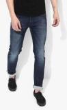 Numero Uno Navy Blue Washed Low Rise Skinny Fit Jeans Men