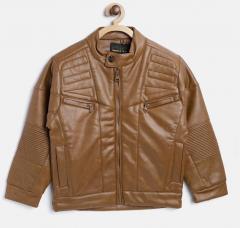 Okane Brown Solid Biker Jacket boys