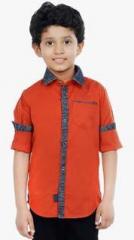 Oks Boys Orange Casual Shirt boys