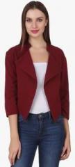 One Femme Maroon Solid Shrug women