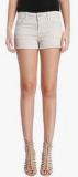 Only Beige Solid Shorts women