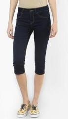 Only Blue Solid Capri women