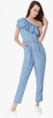 Only Blue Solid Jumpsuit women