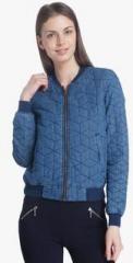 Only Blue Solid Winter Jacket women