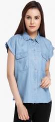 Only Blue Washed Shirt women