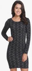 Only Dark Grey Coloured Embroidered Body Con Dress women