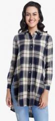 Only Navy Blue Checked Shirt women