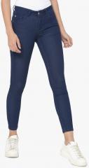 Only Navy Blue Solid High Rise Skinny Fit Jeans women