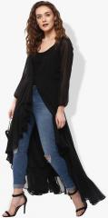 Only You Black Solid Button Shrug women