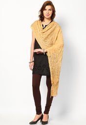 Xora Gold Printed Dupatta Women