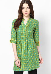 Xora Green Printed Tunic Women