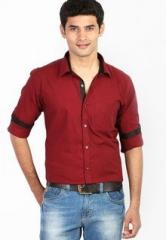 Orange Valley Solid Red Casual Shirt men