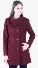 Owncraft Maroon Solid Long Coat women