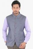 Oxemberg Blue Solid Ethnic Jacket Men