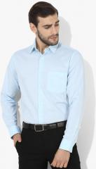 Oxemberg Blue Solid Slim Fit Formal Shirt men