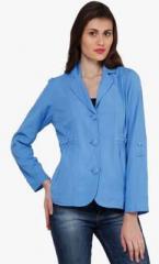 Oxolloxo Aqua Blue Solid Summer Jacket women