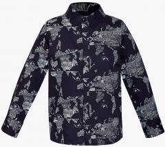 Oxolloxo Navy Blue Printed Casual Shirt boys