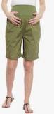 Oxolloxo Olive Solid Maternity Shorts Women