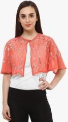 Oxolloxo Peach Embellished Shrug women