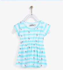 Palm Tree Blue Casual Dress girls