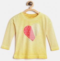 Palm Tree Girls Yellow Printed Round Neck T shirt