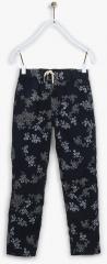 Palm Tree Navy Blue Regular Fit Trouser girls