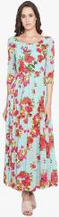 Panit Sea Green Printed Maxi Dress women