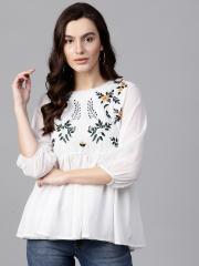 Pannkh White Self Design Blouse women