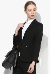 Park Avenue Black Solid Fitted Blazer women