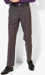 Park Avenue Brown Ckecked Slim Fit Formal Trouser men