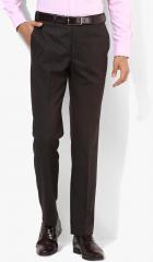 Park Avenue Brown Solid Slim Fit Formal Trouser men