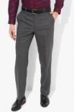 Park Avenue Charcoal Grey Self Design Slim Fit Formal Trouser Men