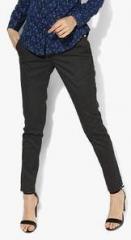 Park Avenue Dark Grey Solid Regular Fit Chinos women