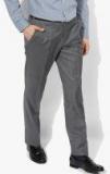 Park Avenue Grey Solid Regular Fit Formal Trouser Men