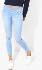 Park Avenue Light Blue Washed Mid Rise Skinny Fit Jeggings women