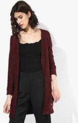 Park Avenue Maroon Solid Shrug women