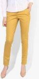 Park Avenue Mustard Yellow Solid Slim Fit Chinos women