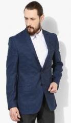 Park Avenue Navy Blue Printed Blazer men