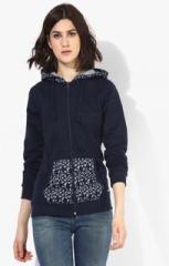 Park Avenue Navy Blue Printed Hoodie women